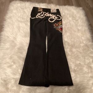 Ed Hardy Flared Leg  Denim Jeans, Size 28(6), Color Black NEW